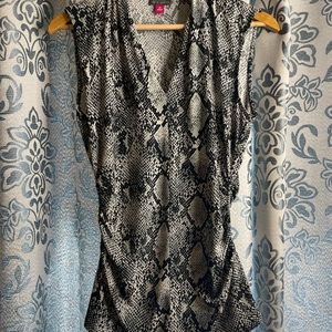 Vince Camuto Sleeveless Blouse Snake Print Cinched